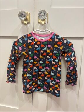 The Oaks: Navy Multicolor Dino Print Long-Sleeve Top